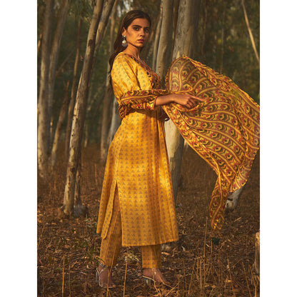 Baise Gaba Yellow Bee Balm Kurta (Set Of 3)