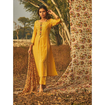 Baise Gaba Yellow Sambac Kurta (Set Of 2)