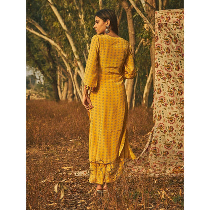 Baise Gaba Yellow Sambac Kurta (Set Of 2)