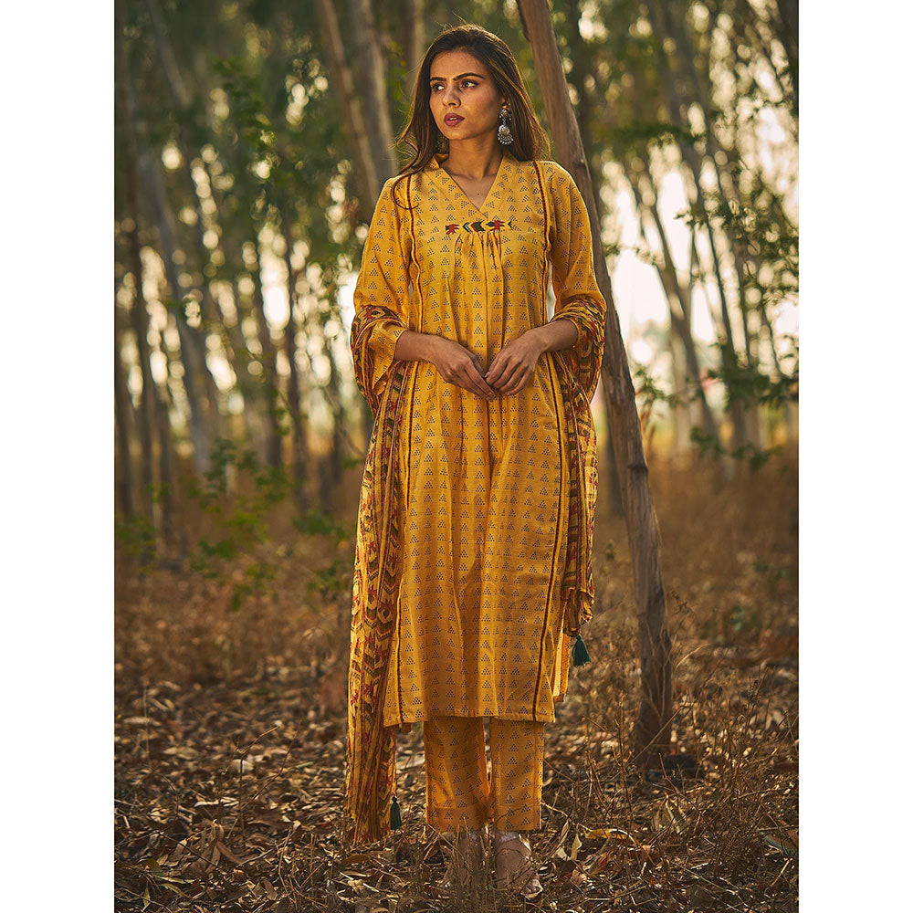 Baise Gaba Yellow Glory Kurta (Set Of 2)