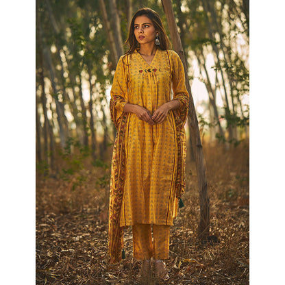 Baise Gaba Yellow Glory Kurta (Set Of 2)