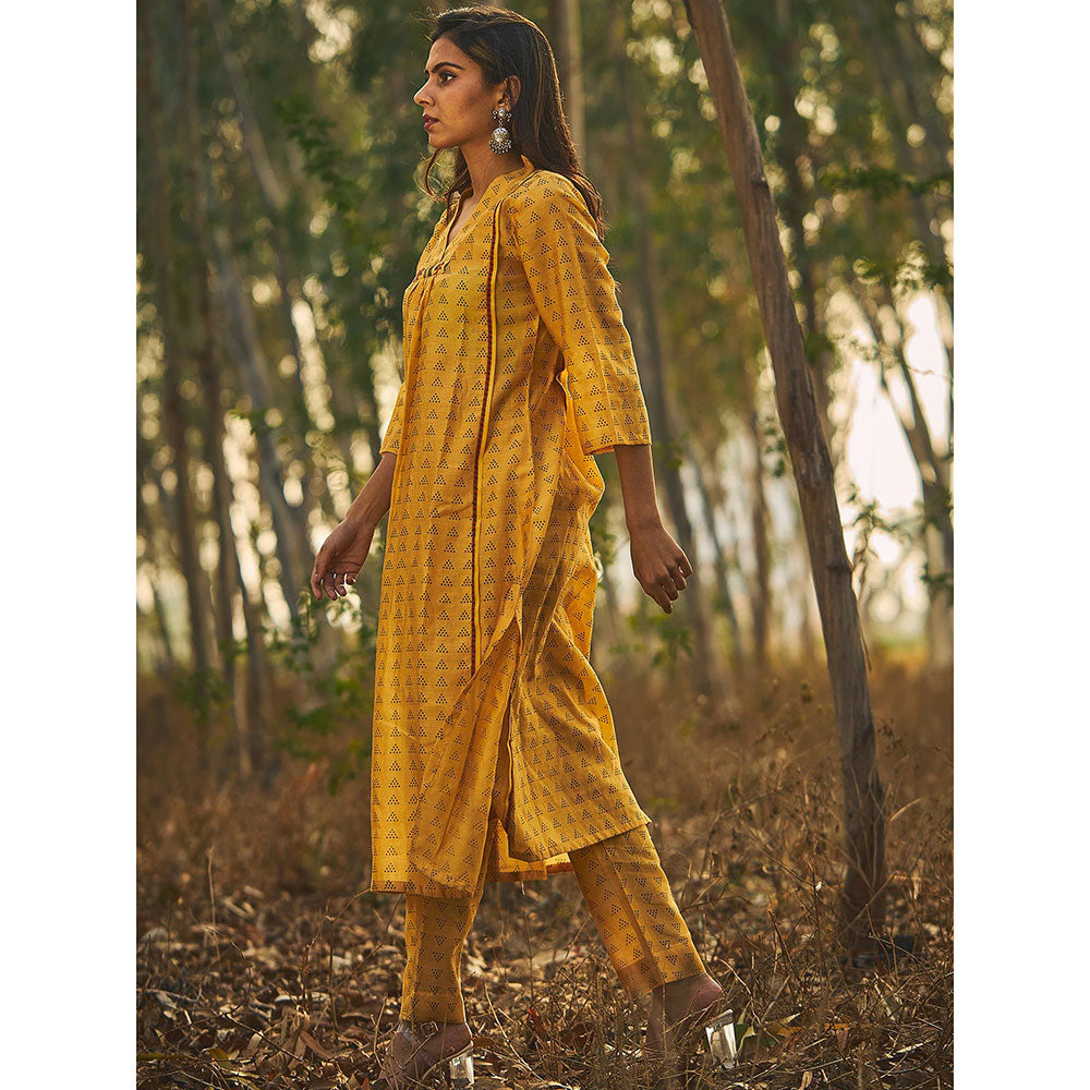 Baise Gaba Yellow Glory Kurta (Set Of 2)