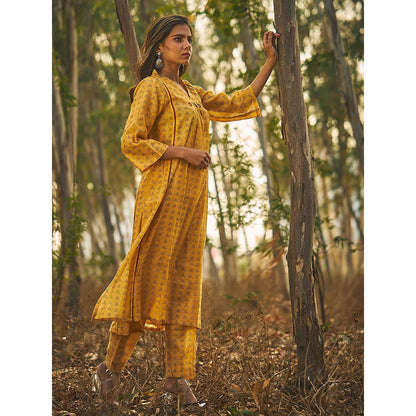 Baise Gaba Yellow Glory Kurta (Set Of 2)