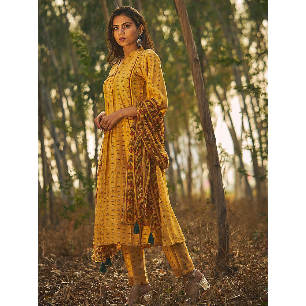 Baise Gaba Yellow Glory Kurta (Set Of 2)