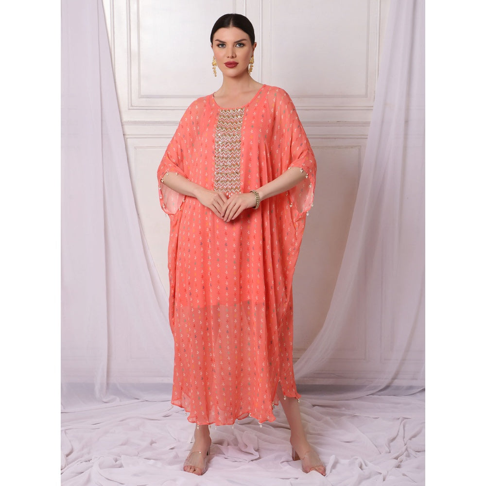 Bha-Sha Venice Pink Printed Kaftan with Inner (Set of 2)