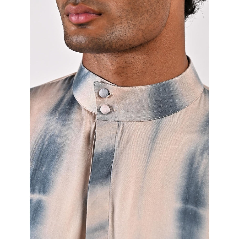 Bohame Joshua Blue and Beige Kurta (Set of 2)