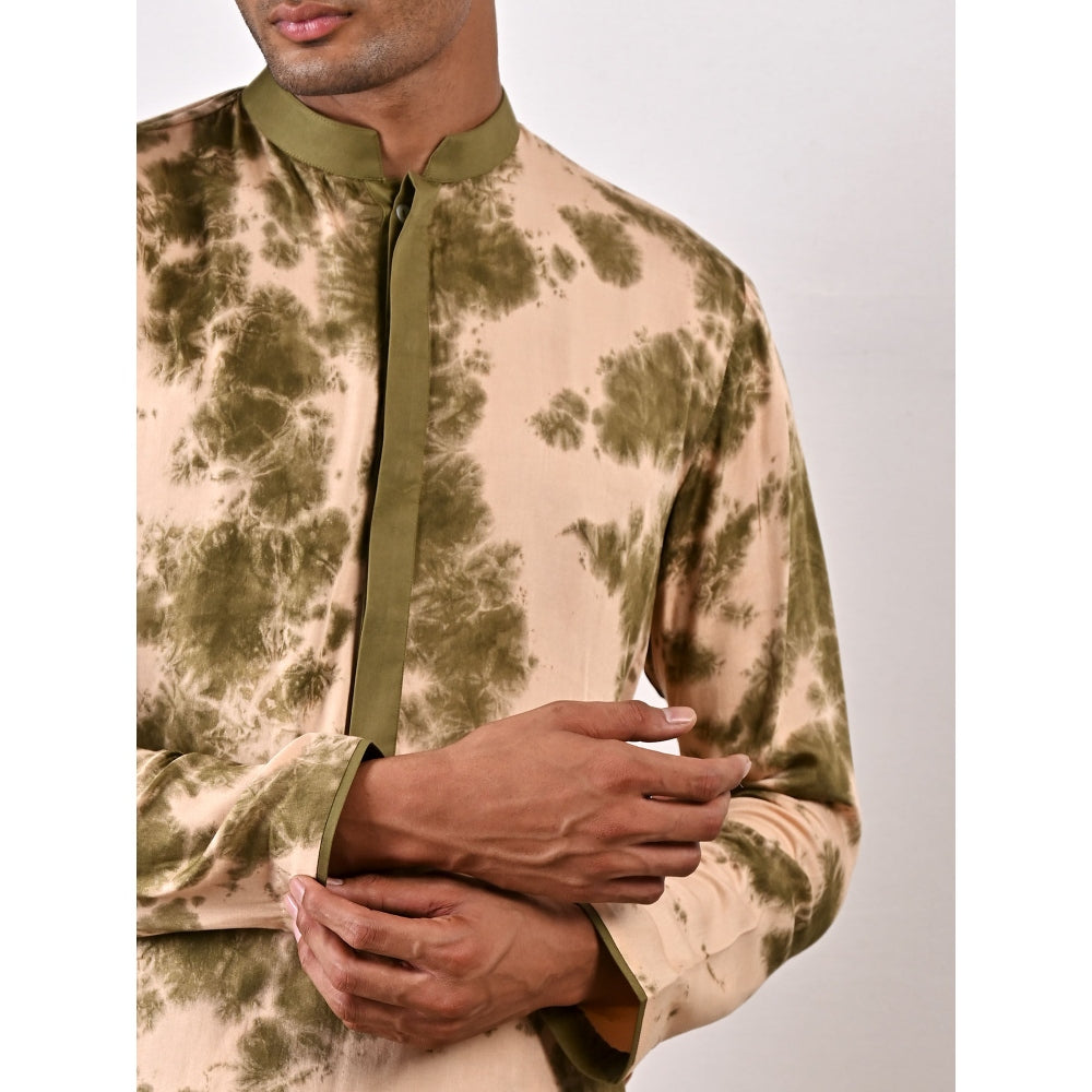 Bohame Finn Beige and Green Kurta (Set of 2)