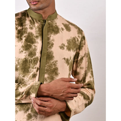 Bohame Finn Beige and Green Kurta (Set of 2)