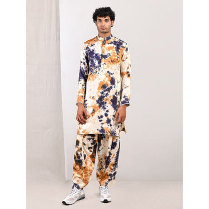 Bohame Liam Blue and Mustard Kurta (Set of 2)