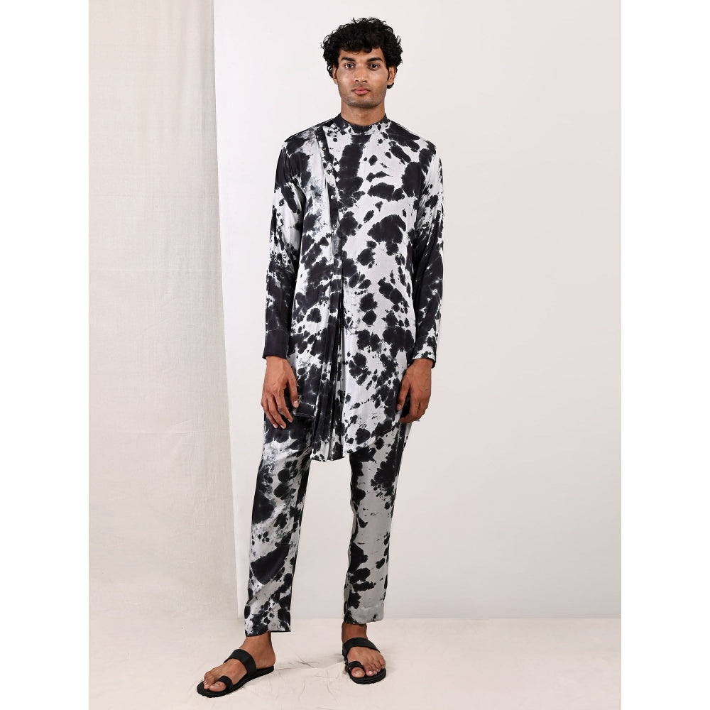 Bohame Grayson Light Grey and Black Kurta (Set of 2)