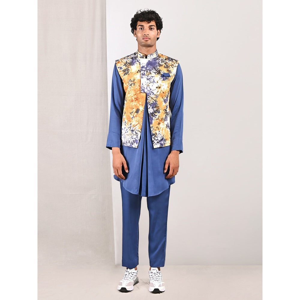 Bohame Duncan Tie Dye Pleated Kurta and Jacket (Set of 3)