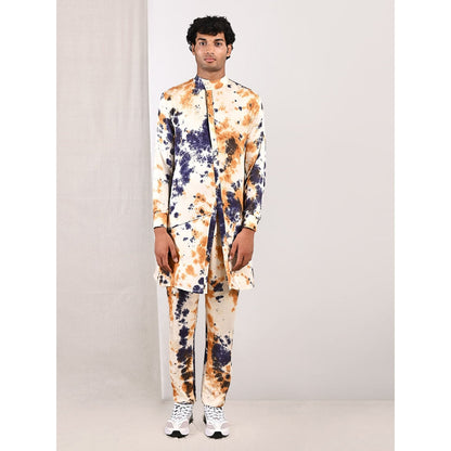 Bohame Aran Tie Dye Overlap Kurta and Jacket (Set of 3)