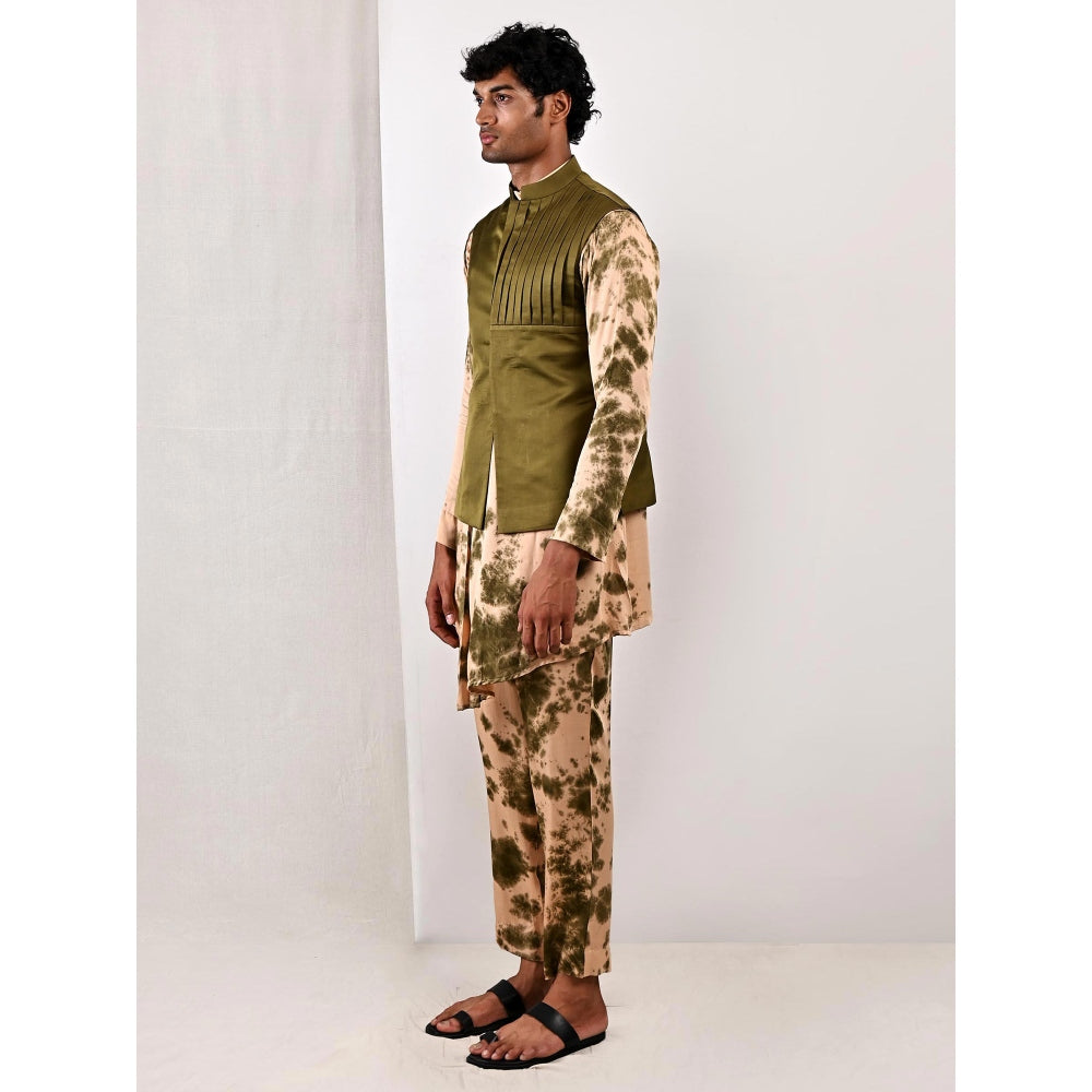Bohame Trevor Tie Dye Cowl Kurta and Jacket (Set of 3)