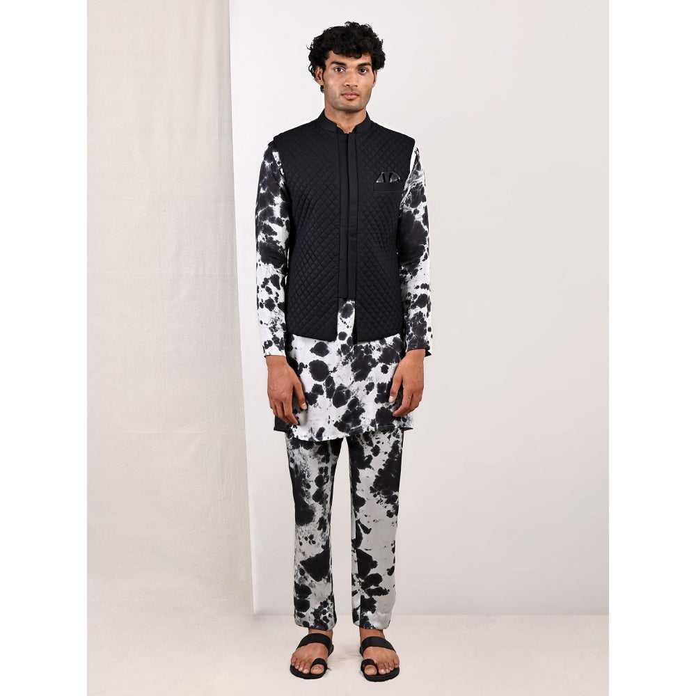 Bohame Lorcan Tie Dye Panelled Kurta and Jacket (Set of 3)