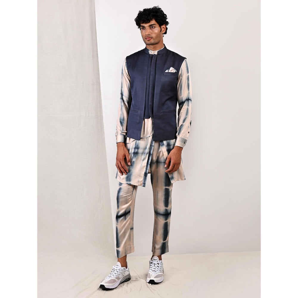 Bohame Gregor Tie Dye Asymmetrical Kurta and Jacket (Set of 3)