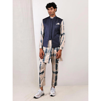 Bohame Gregor Tie Dye Asymmetrical Kurta and Jacket (Set of 3)