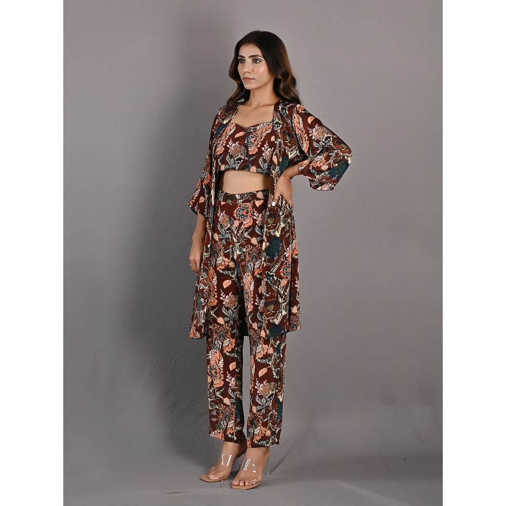 Bohame Elestren Multi & Maroon Co-Ord (Set of 3)