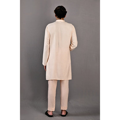Bohame Leo Peach Kurta with Nehru Jacket (Set of 3)