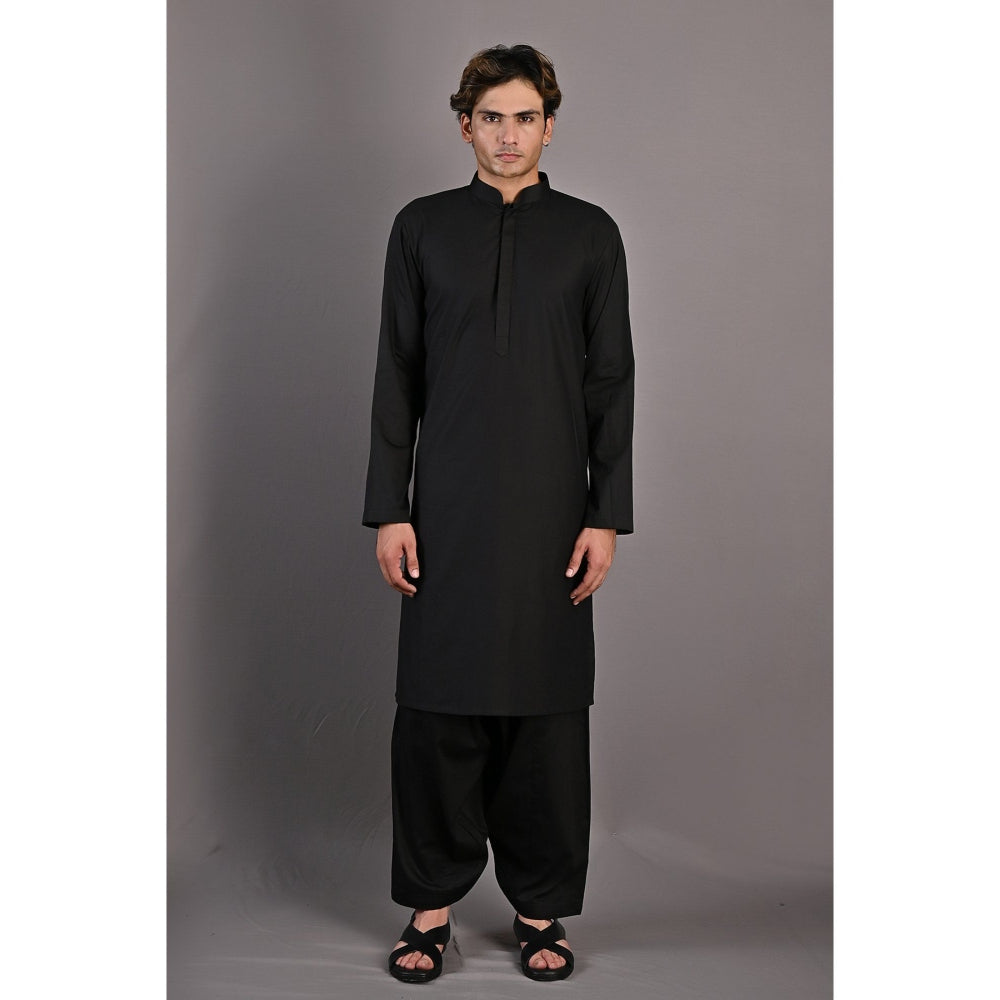 Bohame Adam Black Kurta with Nehru Jacket (Set of 3)