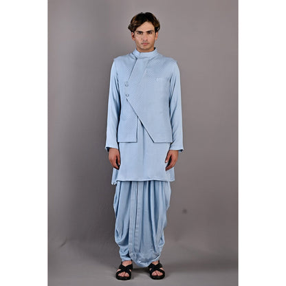 Bohame Owen Light Blue Kurta with Nehru Jacket (Set of 3)