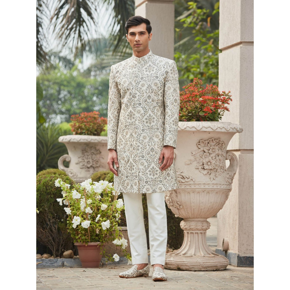 Bohame Laska - Chikankari & Zari Work Kurta Achkan Kurta (Set of 3)