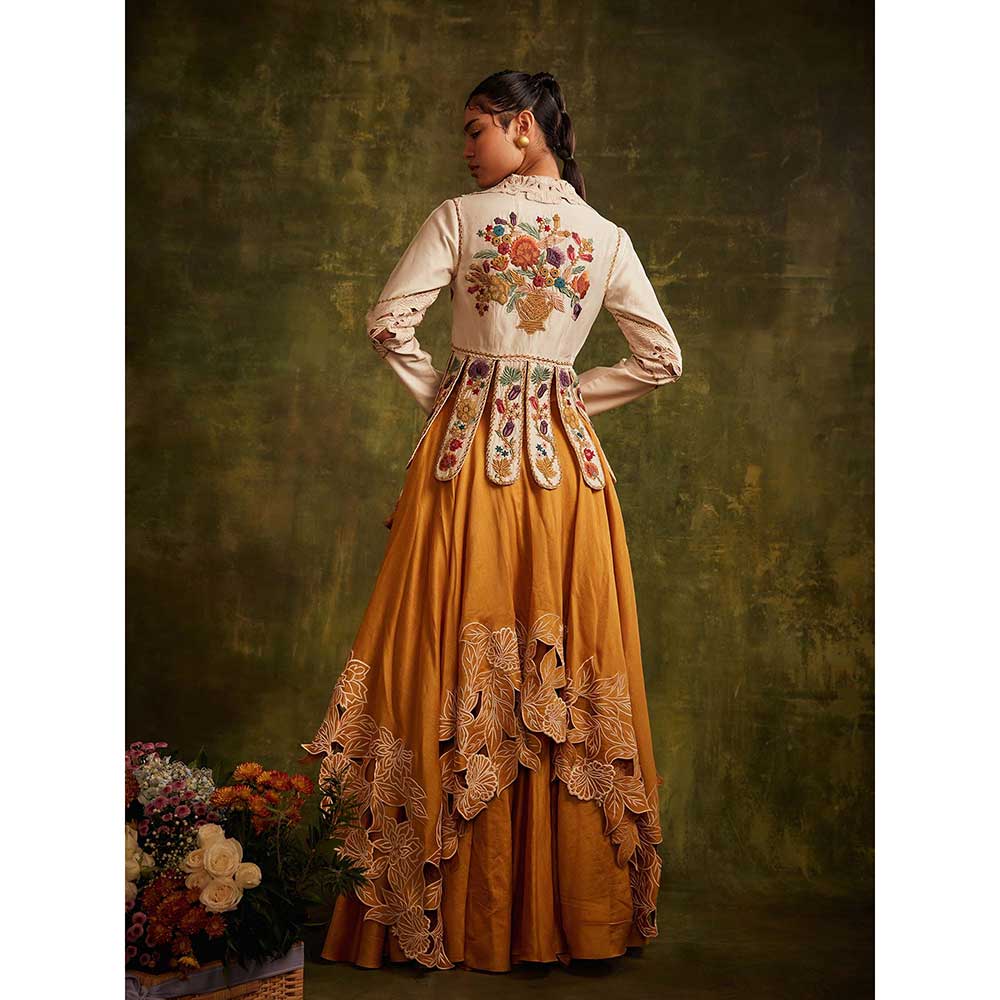 CHANDRIMA Ivory Paneled Beadwork Jacket