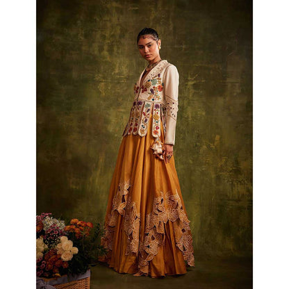 CHANDRIMA Ivory Paneled Beadwork Jacket