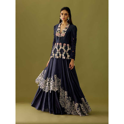 CHANDRIMA Indigo Cordwork Panelled Jacket