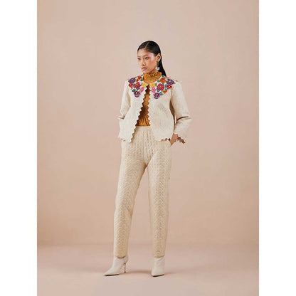 CHANDRIMA Ivory Quilted Short Jacket