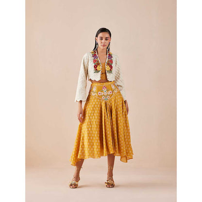 CHANDRIMA Ivory Quilted Bolero Jacket