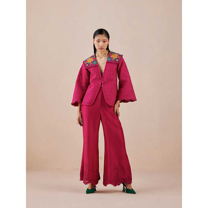 CHANDRIMA Fuchsia Quilted And Embroidered Jacket