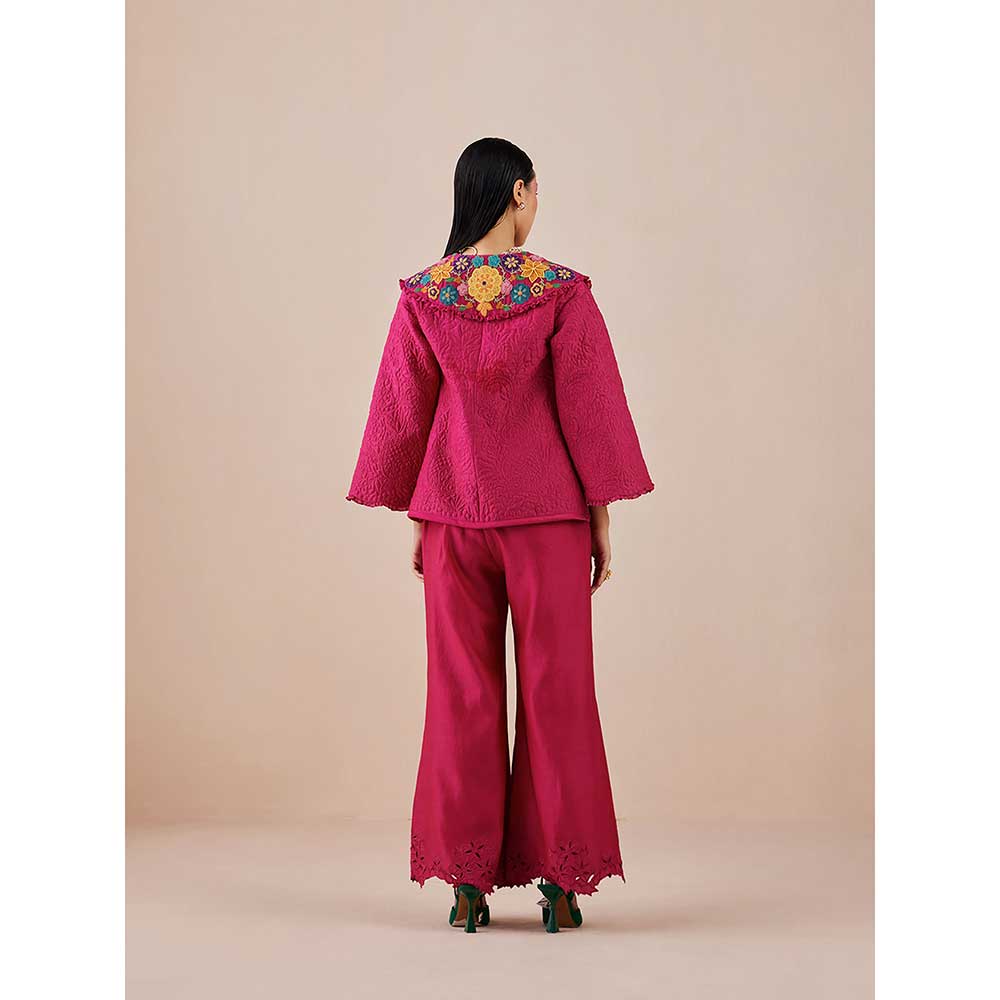 CHANDRIMA Fuchsia Bell Bottom Pants