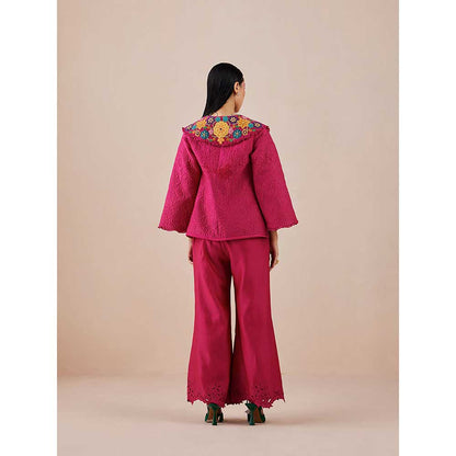 CHANDRIMA Fuchsia Bell Bottom Pants