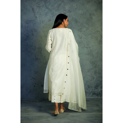 Charkhee Chanderi Gathered Kurta Set - (Set of 3)