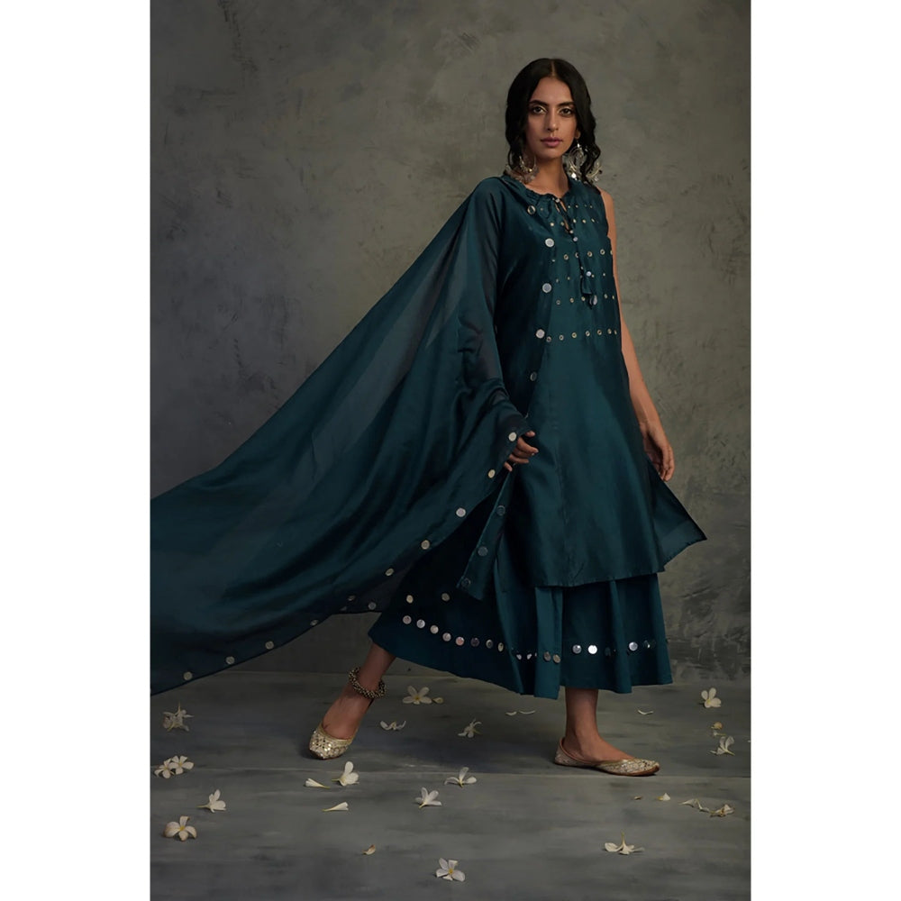 Charkhee Chanderi Sleeveless Kurta Set - (Set of 3)