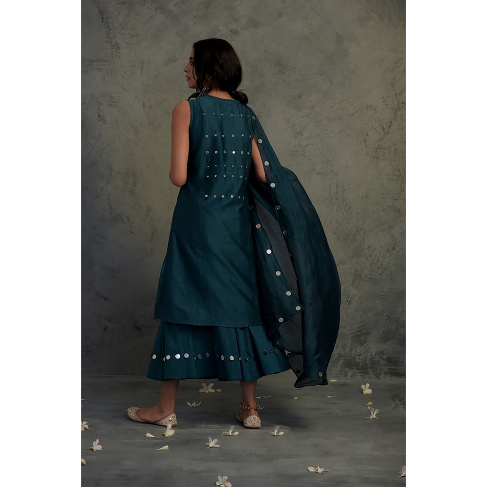Charkhee Chanderi Sleeveless Kurta Set - (Set of 3)
