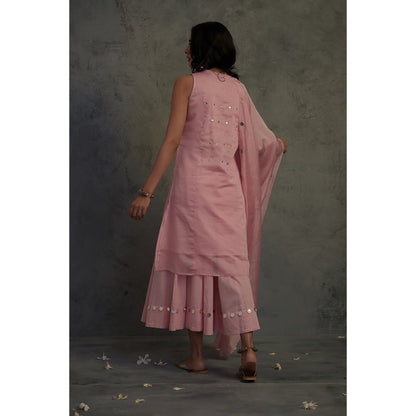 Charkhee Chanderi Sleeveless Kurta Set - (Set of 3)