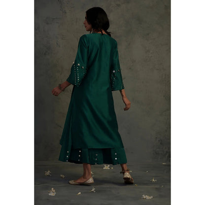Charkhee Chanderi Flared Sleeve Kurta Set - (Set of 3)