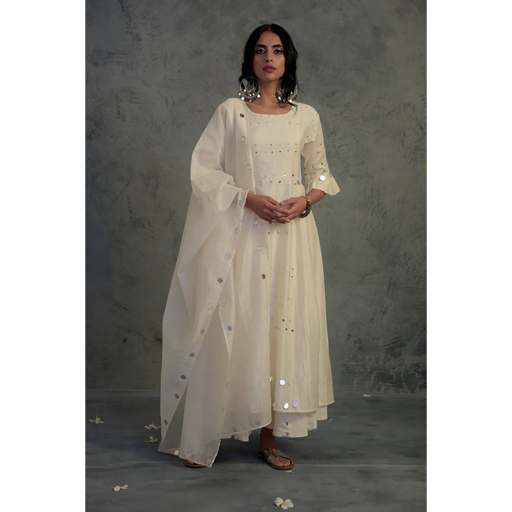 Charkhee Chanderi Pleated Kurta Set - (Set of 3)