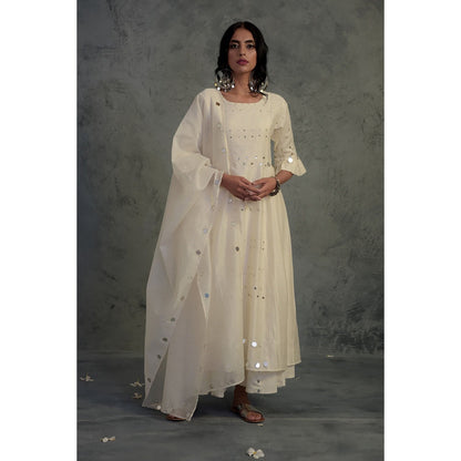 Charkhee Chanderi Pleated Kurta Set - (Set of 3)