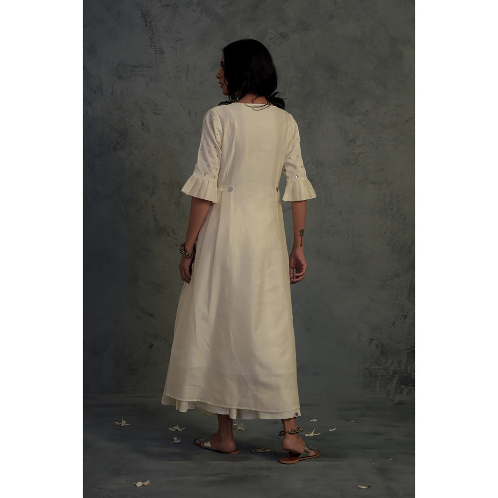 Charkhee Chanderi Pleated Kurta Set - (Set of 3)
