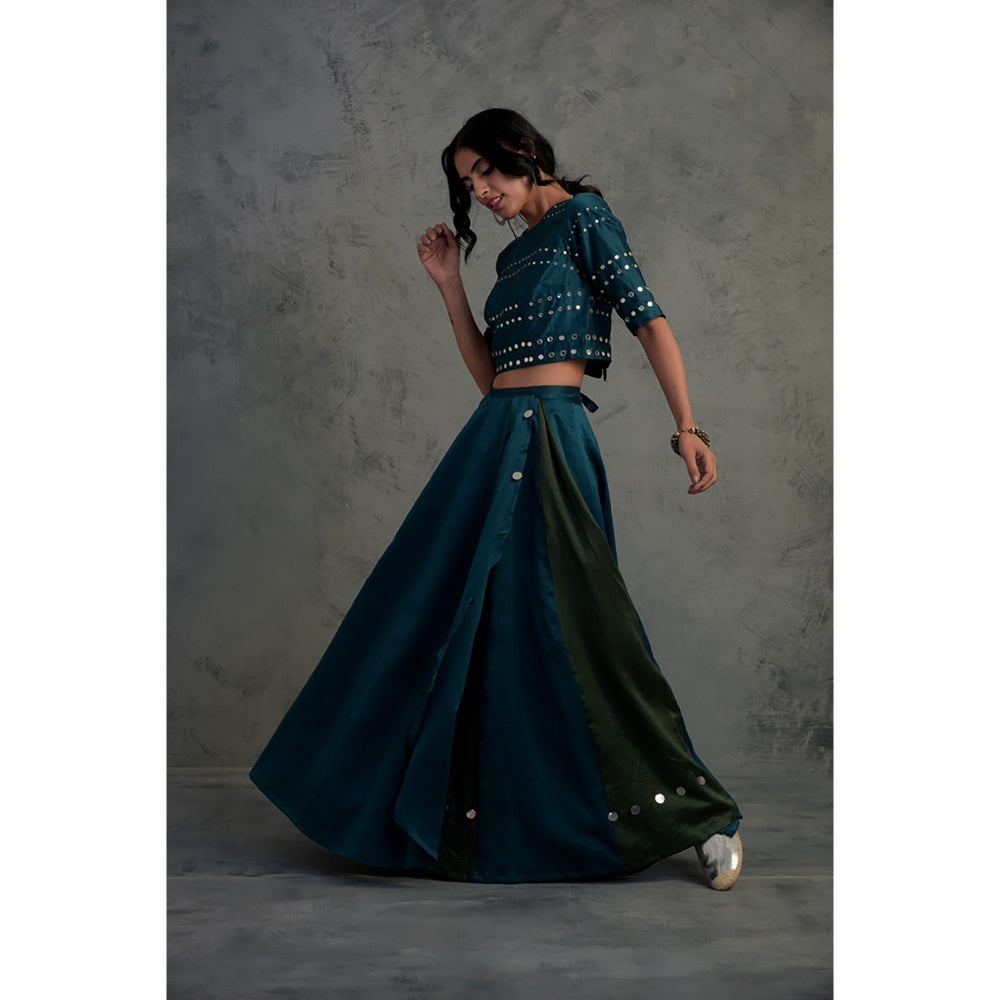 Charkhee Chanderi Lehenga Set - (Set of 3)