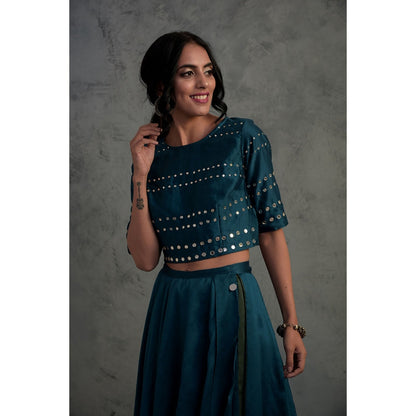 Charkhee Chanderi Lehenga Set - (Set of 3)
