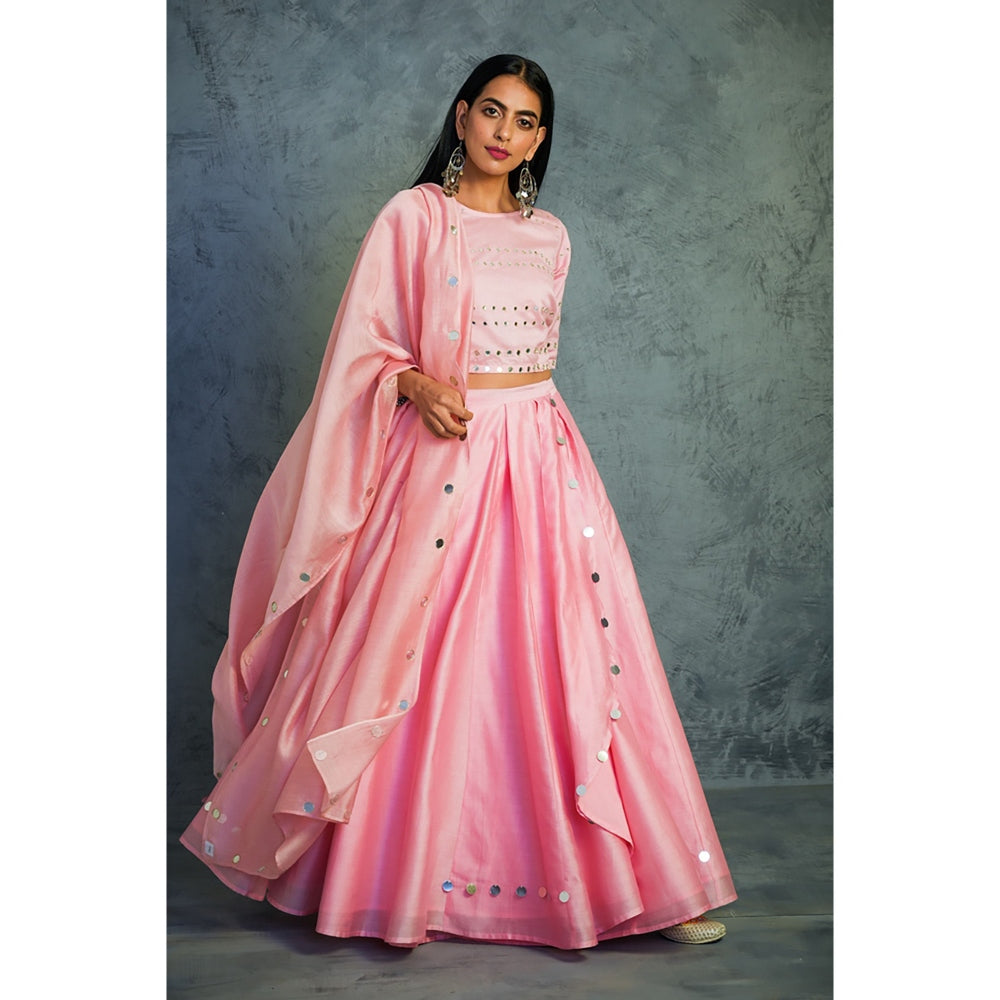 Charkhee Chanderi Lehenga Set - (Set of 3)