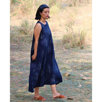 Chidiyaa Blue Cotton Dress