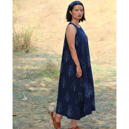 Chidiyaa Blue Cotton Dress