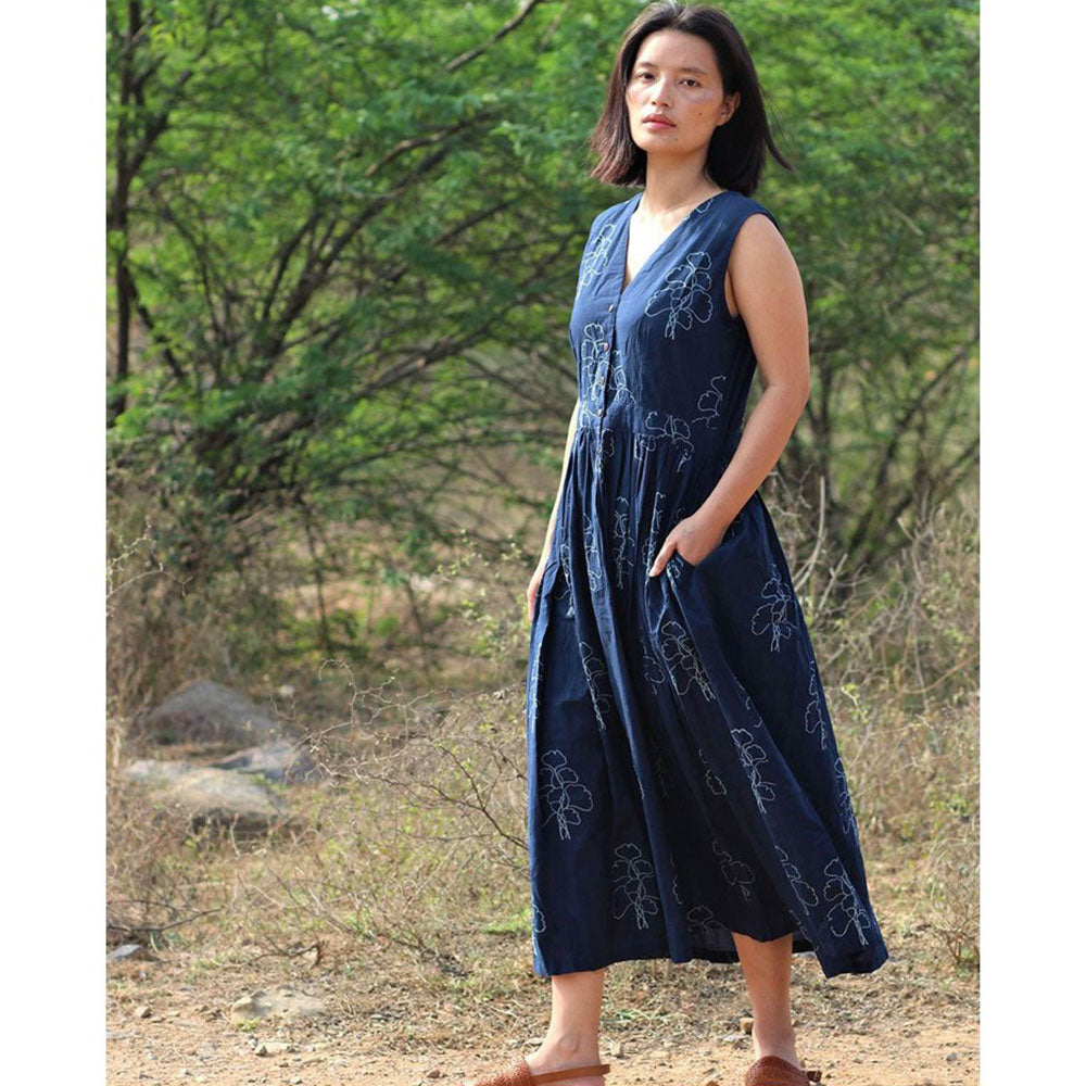 Chidiyaa Blue Cotton Dress