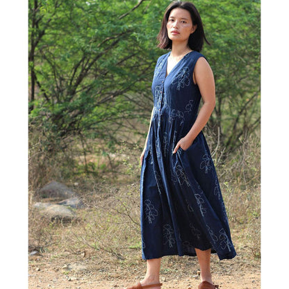 Chidiyaa Blue Cotton Dress