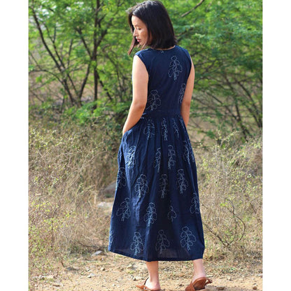 Chidiyaa Blue Cotton Dress