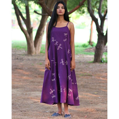 Chidiyaa Purple Cotton Dress